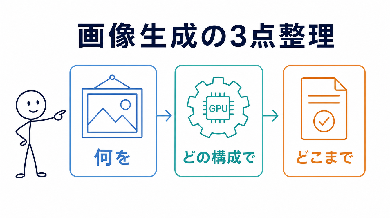 ローカルLLM活用事例｜画像生成の構成とライセンス確認の図解