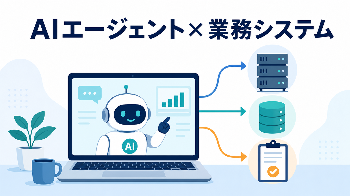 AIエージェント ローカルLLMで業務システムを自律化する構成例を示すアイキャッチ画像